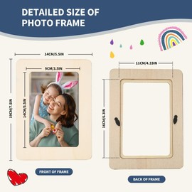 Thrseely Picture Frame Painting Craft Kit for 4 * 6 Photo,10Pcs DIY Unfinished Wooden Picture Frames with 12Pcs Painting Color Pen 4 Sheets Crystal Diamond Stickers for DIY Craft