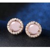MixiuEuro Women Opal Stud Earrings Rose Gold Plated 925 Sterling