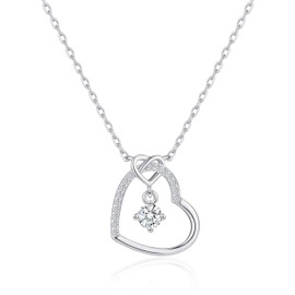 Philip Jones Sterling Silver Heart Necklace Created with Zircondia® Crystals