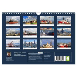 Große und kleine Schiffe im Seehafen Seattle (Wandkalender 2026 DIN A4 quer), CALVENDO Monatskalender