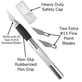 Craft County Comfort Grip Precision Blades – Pen-Style Rubberized Non-Slip Grip Craft Knives with Replacement Blades