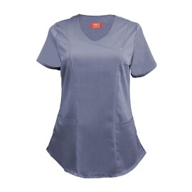 M&M Scrubs Women's Stretch Mock Wrap Scrub Top 8201 XXL Charcoal