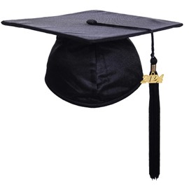 Newrara Shiny Kindergarten and Preschool Graduation Cap for Kids with Tassel (Black)