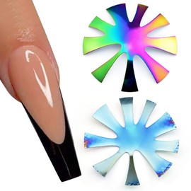 Mandel Easy French Smile Line Nail Art Manicure Edge Cutter Nail Cutter Acrylic Tool with 9 Sizes Rainbow Colour NAT196-FC07