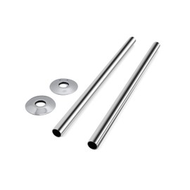 VANCOCO Pipe Tails Antique Brass 15mm X 300mm Radiator Pipe Collars Decoration Floor Plates Chrome (Pair)