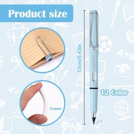 UYVPAER Pack of 12 Magic Colouring Pencils, Magic Pencil, Eternal Colouring Pencils with Eraser, Infinite Pencil without Sharpening, with 24 Replacement Heads