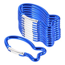 VICASKY One-sided spring buckles in fish shape, carabiner hooks, hiking buckles, 10 pieces, key ring, fish carabiner heart