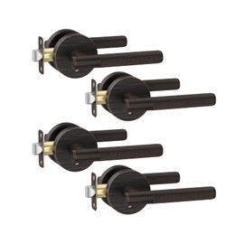 Asidrama 4 Pack Oil Rubbed Bronze Privacy Door Handles, Door Lever with Door Knobs Indoor for Bedroom or Bathroom, Heavy Duty Door Handles Interior with Locks for Left Right Sided Doors