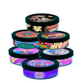 Malisseladi Self-Seal Cali Tin Can with Ring Lid and Labels Side Stickers Pressitin Stickers Tin Tuna Can - No Tools Needed - 100ml/3.5g-20 Sets (Simplicity)