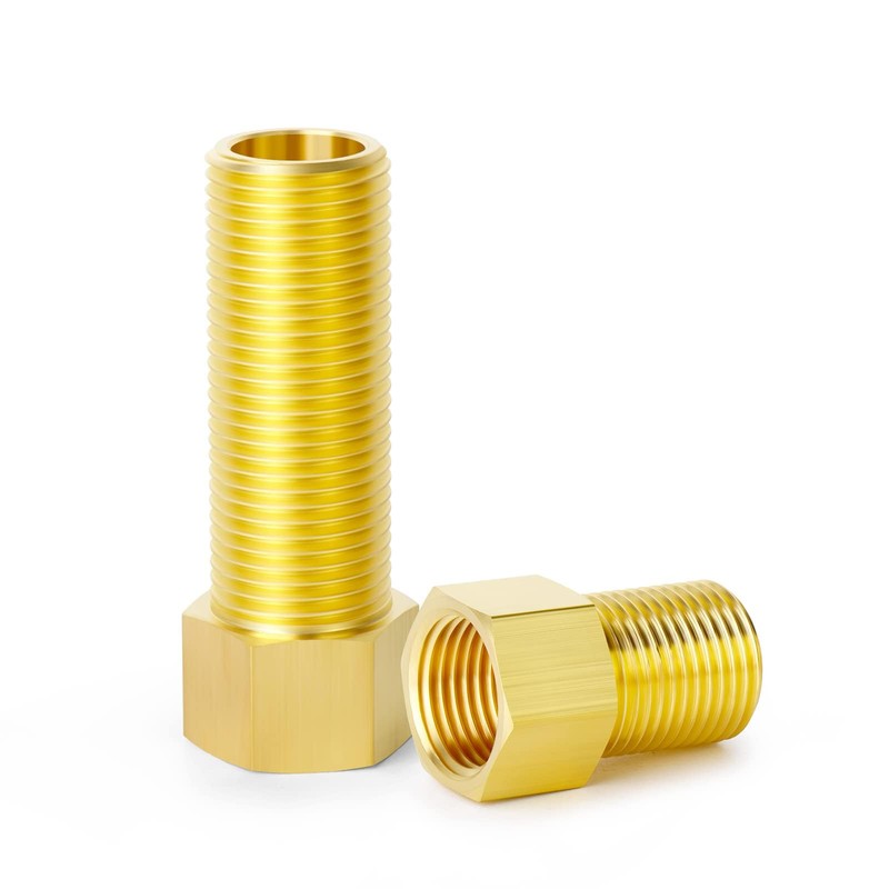 GASHER 4PCS Extension Brass Pipe Fitting, 1/2" Female to 1/2"