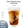 Dealusy 100 Pack - 16 oz Clear Plastic Cups with