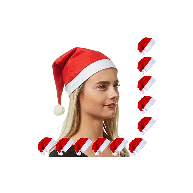 Roomando 12 x Santa Hat Christmas Hat Red with Bobble