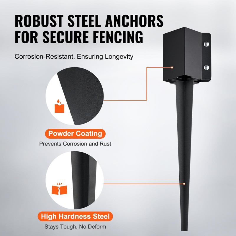 VEVOR Fence Post Anchor Ground Spike, 8 Pack 24 x