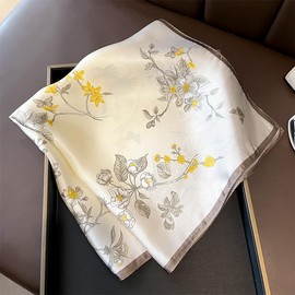 Weximil 100% Mulberry Silk Neck Scarf - 21'' x 21'' Lightweight Neckerchief - Women Men Small Square Digital Printed Scarves Gift Packed 089