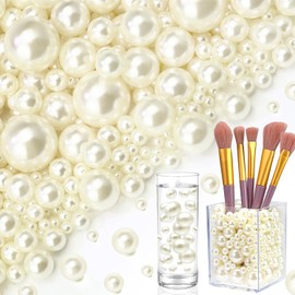 2300 abalorio de perlas sin agujeros para relleno de jarrones, perlas flotantes para centros de mesa, jarrones, perlas redondas de marfil para manualidades, decoración de bodas, fiestas de