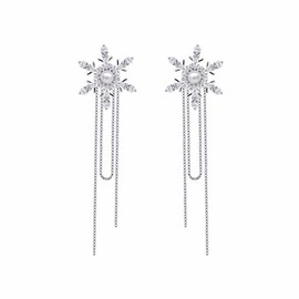 Chynian Snowflake Earrings, Women's Popular, Winter Silver 925, Hypoallergenic, Cute, Zirconia, Christmas Gifts Accessory for Women, Sterling Silver, Cubic Zirconia