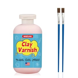 Ninesung High-Gloss Clay Glaze - 8 oz with Brush, Crystal Clear Varnish for Air Dry & Polymer Clay, Water-Resistant Sealer for DIY Crafts, Ceramics & Pottery Finishing