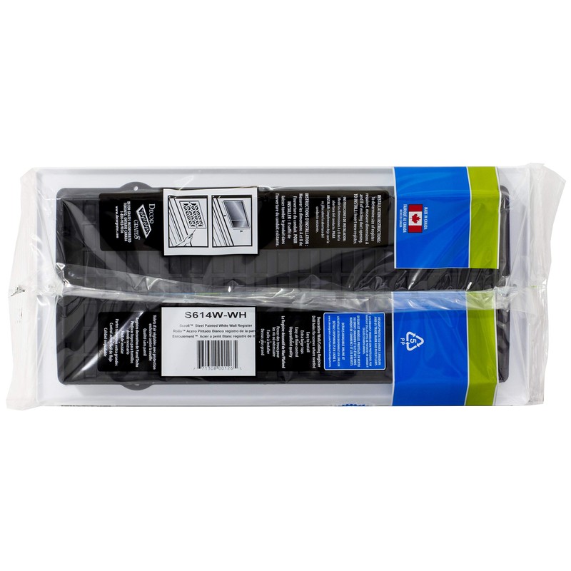 Decor Grates S614W-WH 6" by 14" Painted Wall Register, White