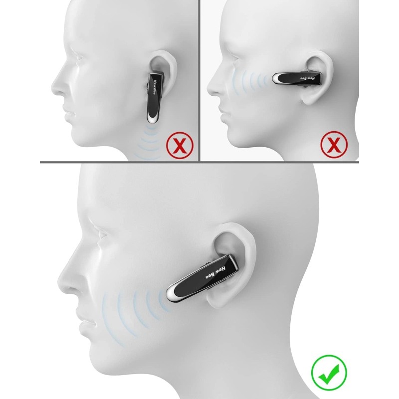 New bee Bluetooth Earpiece V5.0 Wireless Handsfree Headset with Microphone