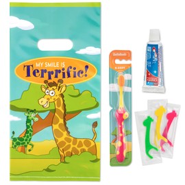 Practicon SmileGoods Dental Hygiene Kit, Makes 72 Dental Care Giveaways with Toothbrush, Toothpaste, Flossers and Bag (Giraffe)
