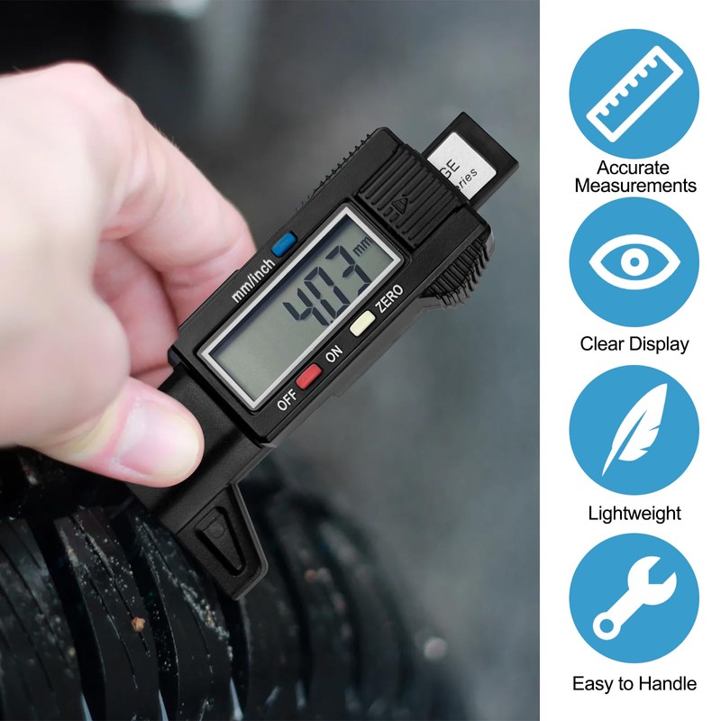 Gvolatee Tread Depth Gauge for Tyres, Tyre Tread Depth Gauge,
