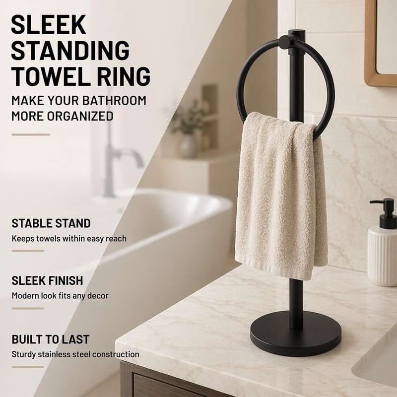 Bathroom Organizer Set - Towel Stand - Toothbrush Holder -