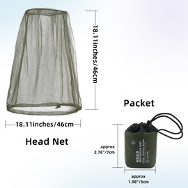 6 Pack Navy Green Mosquito Covers Wearable Head Net Face Mesh Protecting Net Mosquito Fly Insects Bugs Preventing for Outdoor Hiking Camping Fishing