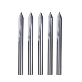 HUHAO 5PCS CNC Engraving Bits, 60 Degree V Bits with 2-Flute Straight Groove 1/8" Shank 0.1mm Tip Carbide Tools