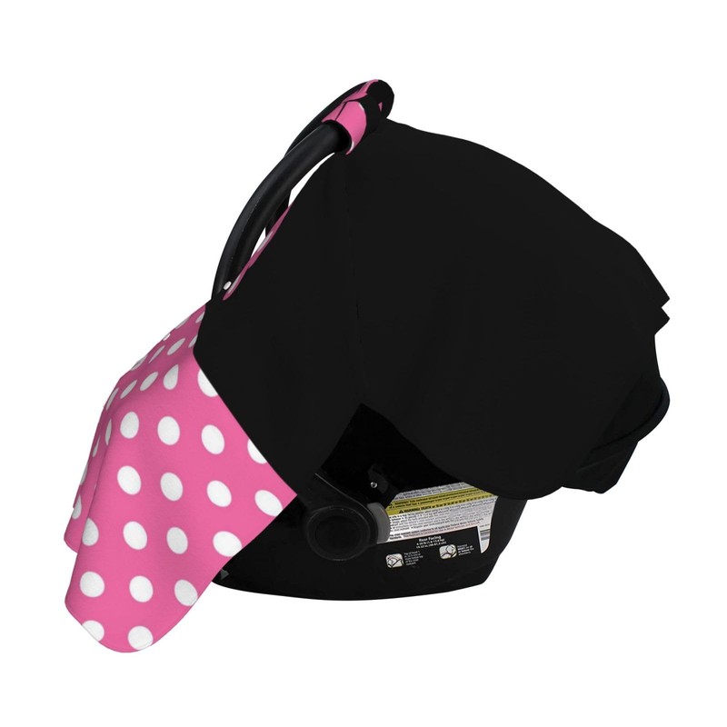 Pink Black Bow Polka Dot Car Seat Canopy Cover, Universal