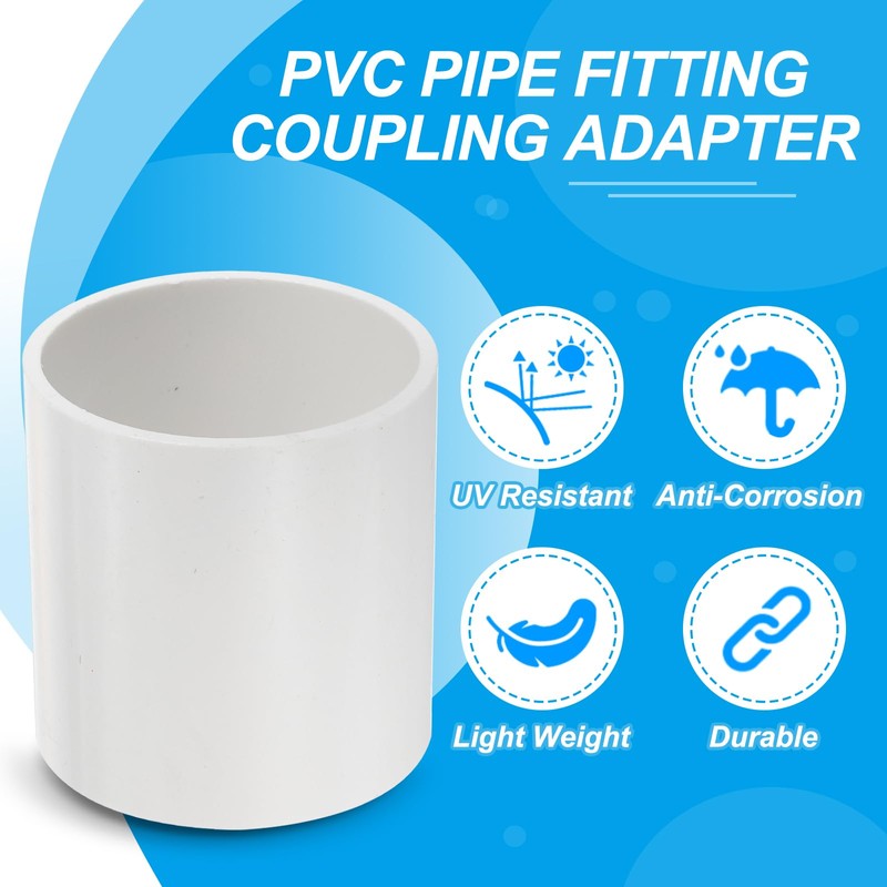 PATIKIL 2-1/2" PVC Pipe Fitting Coupling Adapter, 2 Pack Straight