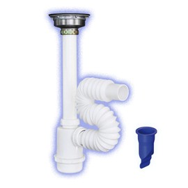 Fleximatc 2335A Céspol flexible con contra canasta de acero inoxidable, bote grande y membrana check anti-olores