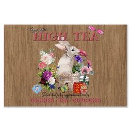 Hanging Wall Art Decorative Wood Sign Easter French Bunny Rabbit Farm Positive Wall Art Wood Plaque Sign 8x12 Spring Floral Religious Rejoice Wooden Hanging Signs Home Decor for Bathroom Front Porch