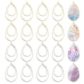 CHGCRAFT 20Pcs 2 Colors Teardrop Open Back Bezel Charms Pendants Zinc Alloy Pendants Bezel Blank Trays Geometric Hollow Frame Charms For DIY UV Resin Epoxy Resin Pressed Flower Jewelry Platinum Golden