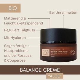 Organic Balance Cream Aloe for Oily and Blemished Skin 50 ml Natural Cosmetics