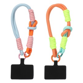 PATIKIL 2 Pcs Wrist Strap, Universal Wrist Lanyard Strap Wristlet Charm Anti Theft Cell Phone Lanyard with Tether Tab, Blue Orange Pink/Orange Blue