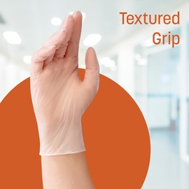 Caring Vinyl Exam Gloves (Medium, 100ct), Powder Free and Not Made with Natural Rubber Latex, Gloves for Medical Use, First Aid, Food Prep and More