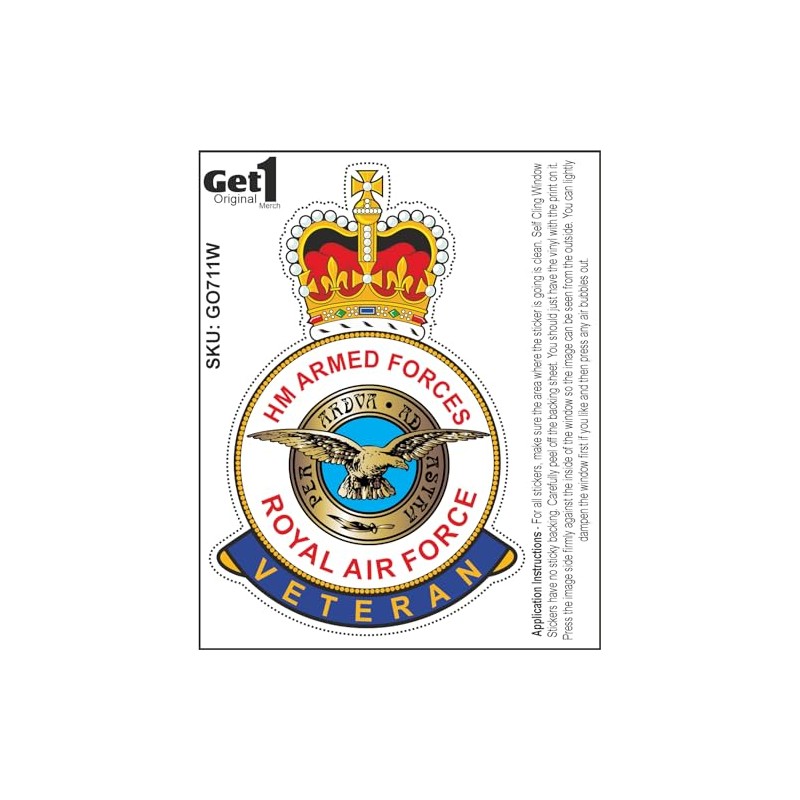 RAF Royal Air Force Veteran Car Sticker - HM Armed