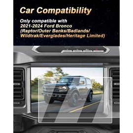Screen Protector For 2021-2025 Ford Bronco,12-Inch Navigation Tempered Glass Screen Protector Bronco(Big Bend/Black Diamond/Raptor/Outer Banks/Badlands/Wildtrak/Everglades/Heritage Limited) Accessories 9H Hardness - Anti Fingerprints