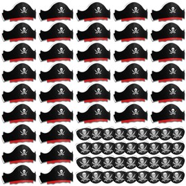 Legigo Pirate Hat Classic Costume Cap Eye Mask- Pirate Captain Hat Pirate Eye Patch for Pirate Party Cosplay Caribbean Dress (72pcs Pirate Hat Sets)