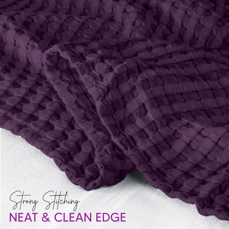 Utopia Bedding Cotton Waffle Blanket 300 GSM (Plum - 90x108