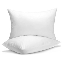 QUBA LINEN King Size Bed Pillows - Set of 2, Medium Density, Soft and Supportive for Back, Side, and Stomach Sleepers((King -White), Pack of 2)