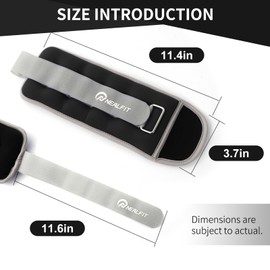 NEALFIT Ankle Weights for Men Women Kids, Leg Arm Wrist Weights with Adjustable Strap for Running, Gymnastics, Aerobics,Gym, Fitness (Black, 1 lb x 2)