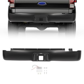 KUAFU Rear Roll Pan Compatible with 2004-2014 Ford F150 F-150 Fleetside/Styleside - Standard Bed Models Rear Bumper Rollpan w/License Light LED Electrophoresis Steel