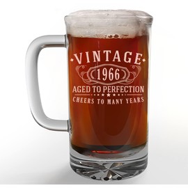 Vintage 1966 Etched 16oz Glass Beer Mug - 59th Birthday Gifts for Men - Cheers to 59 years old - 59th birthday decorations for him - Best Engraved Beer Gift ideas for Men - Dad Grandpa 2.0