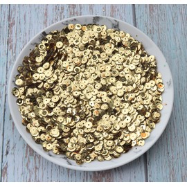 SOWAKA 50 Gram Loose Sequins 6 mm Small Vintage Cup Sequins for Sewing DIY Crafting Project Embroidery Decorative Supplies Iridescent Spangles Art (Gold)
