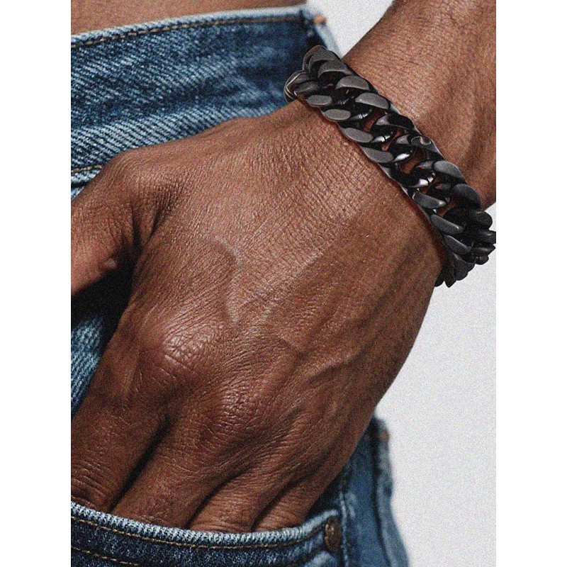 Supcare Black Mens Bracelet Always Remember 12mm Width 7.5 Inches