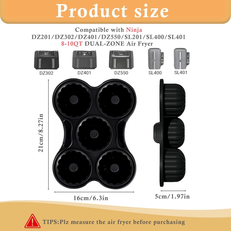 2 Pcs Silicone Donut Mold for 8QT-10QT Air Fryer, Reusable