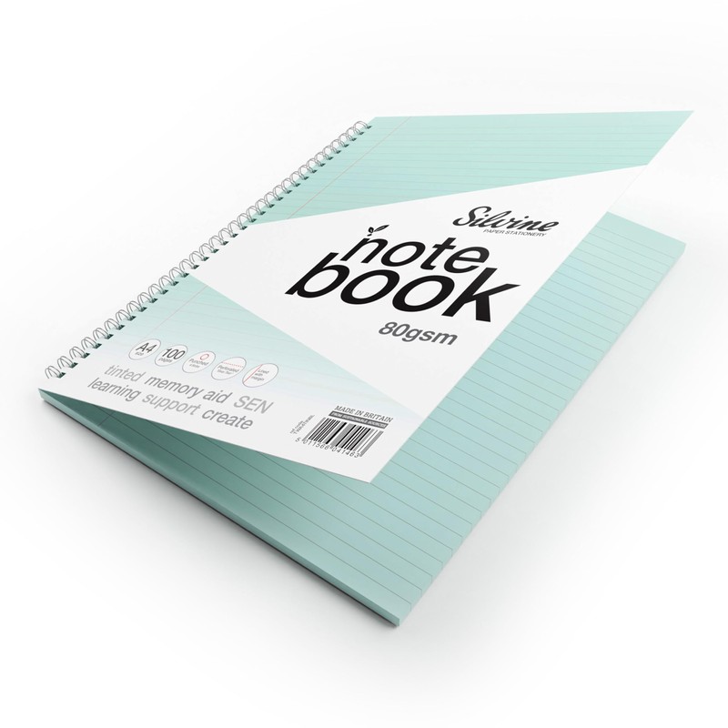 Silvine A4 Blue Paper Dyslexia Notebook - Lined with Margin