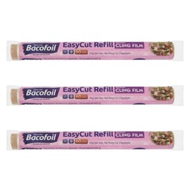 3 x EasyCut Cling Film Refill Rolls Wrapping Freezing Microwaving | Convenient and Durable Kitchen | The Perfect Kitchen Essential | 350mm x 60m | Total 180m of Clingfilm