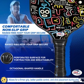 WROSU Pickleball Paddles Set of 2 Carbon Fiber | 2024 USAPA Approved Equipment W/Accessories | Core Carbon Fiber Pickleball Racquet | Have Traction and Stability | for Friends-Blue